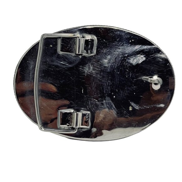 Vintage Stainless Steel With Etched Buck on Abalone Shell Western Belt Buckle (5 - Picture 4 of 4
